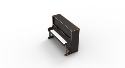 Piano isolated on white 3D Rendering