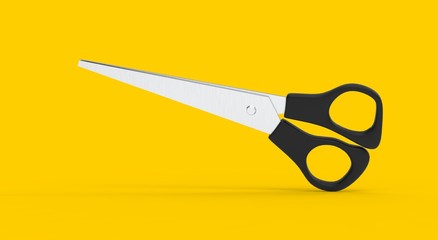 Scissors 3D Rendering on Yellow Background