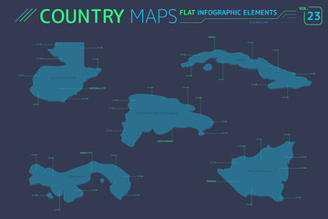 Guatemala, Nicaragua, Panama, Dominican Republic and Cuba Vector Maps