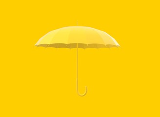 Yellow umbrella on yellow background 3D Rendering