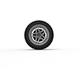 Obraz premium Black Wheel isolated on white 3D Rendering