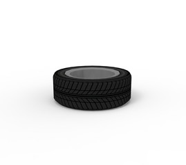 Black Wheel isolated on white 3D Rendering