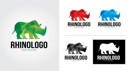 Rhino creative and minimalist logo template Set