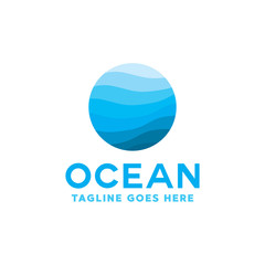 Colorful Ocean Logo Vector, Sea Waves Symbol, Sun Waves Logotype, Sun and Sea icon.