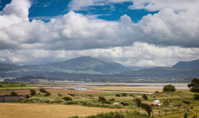Mountain Range of Snowdonia National Park in UK