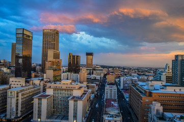 Johannesburg city skyline and hisgh rise towers and buildings