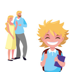 parents with school boy vector ilustration
