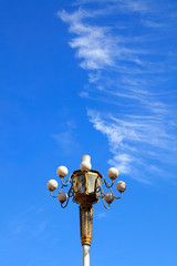street lamp under the blue sky