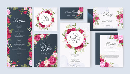 wedding invitation card with beautiful roses template