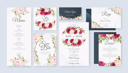 Fototapeta na wymiar wedding invitation card with beautiful roses template