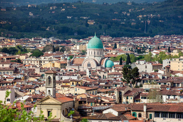 Fototapeta na wymiar Great Synagogue of Florence and view of the beautiful city of Florence from Michelangelo Square