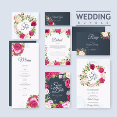 Fototapeta na wymiar wedding invitation card with beautiful roses template