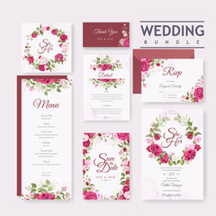 wedding invitation card with beautiful roses template