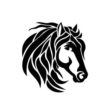 head horse with bushy hair logo design inspiration