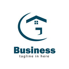 abstract G Home initial logo design inspiration