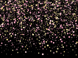 Fototapeta na wymiar Pink gold confetti circle decoration for Christmas banner background.