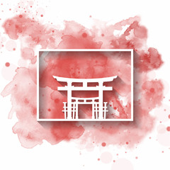 Silhouette Paper of Japan on the splash watercolor in color of Global Flag. Vector design template. use for business, banner, advertisment or education.