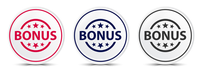 Bonus badge icon crystal flat round button set illustration design