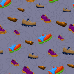 Shoes Flat Color Background Seamless Pattern