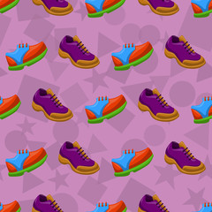 Shoes Flat Color Background Seamless Pattern