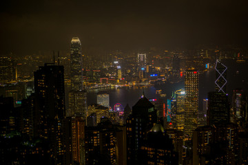 Victoria peak in Hong Kong at night 