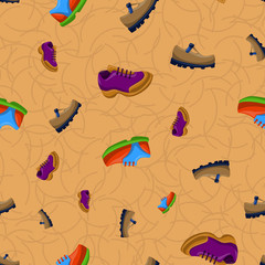 Shoes Flat Color Background Seamless Pattern