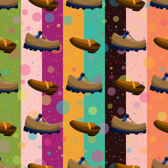 Shoes Flat Color Background Seamless Pattern