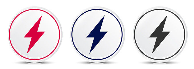 Electric bolt icon crystal flat round button set illustration design