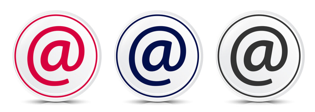 Email address icon crystal flat round button set illustration design