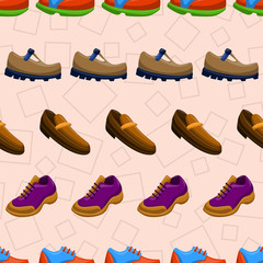 Shoes Flat Color Background Seamless Pattern