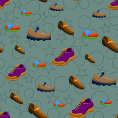 Shoes Flat Color Background Seamless Pattern
