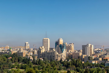 Fototapeta na wymiar Downtown Jerusalem Skyline in the Summer