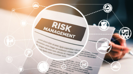 Risk Management and Assessment for Business Investment Concept. Modern graphic interface showing...
