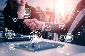 Human Resources Recruitment and People Networking Concept. Modern graphic interface showing...