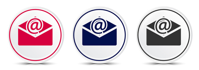 Newsletter email icon crystal flat round button set illustration design