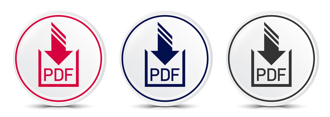 PDF document download icon crystal flat round button set illustration design