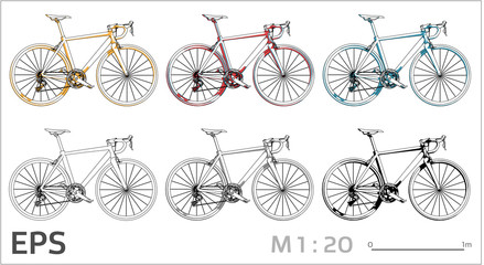 cycle vector icons set for architectural drawing and illustration