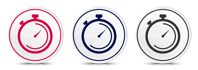 Stopwatch icon crystal flat round button set illustration design