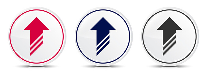 Upload icon crystal flat round button set illustration design