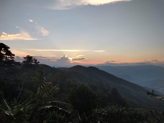 sunset in mountains