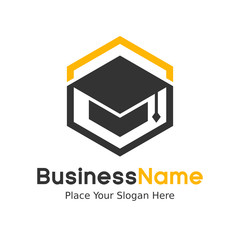 Education Logo Template. Modern education vector logo with students hat. This logo is suitable for school, students, brain, graduate, brain, thinking.