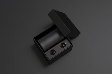 Gift set for men silk tie and cuff links set for branding. 3d illustration.