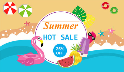 Summer sale vector illustrator,Summer beach elements.