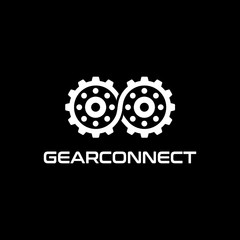 Infinity gear connect vector logo. Abstract design template. This logo is suitable for factory, laboratory, technology, construction, industry.