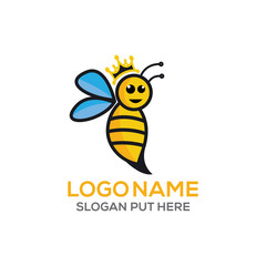 Cute bee logo design template