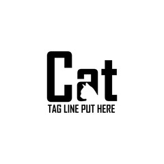 Obraz premium Negative space Cat letter logo design
