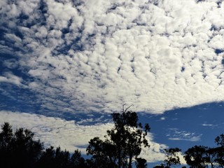 White clouds in a blue sky