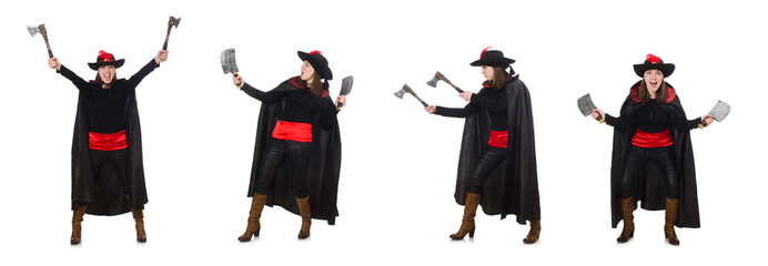 Woman pirate isolated on white