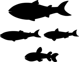 Salmon Fish Silhouettes Ocean Animal Nature Vector