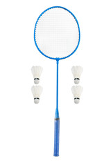 Badminton racket isolated on white background